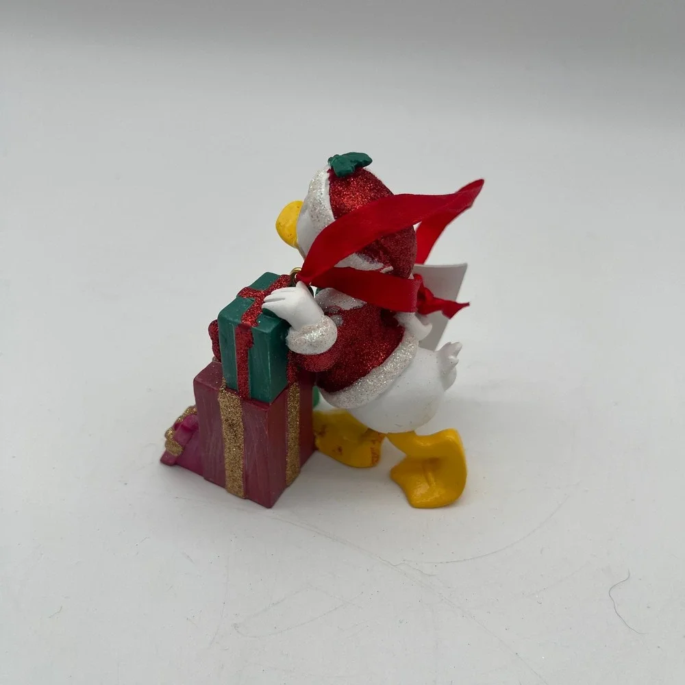 Disney Donald Duck Santa Christmas Ornament with Presents Glitter Accents NEW